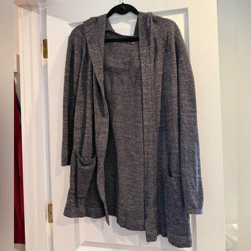 Barefoot Dreams Dark Grey Hooded Duster Cardigan - Size Small